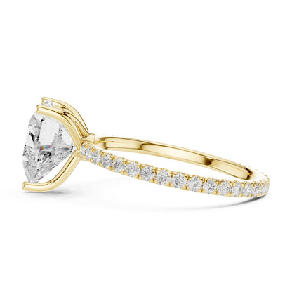 Heart Accented Lab Grown Diamond Engagement Ring
