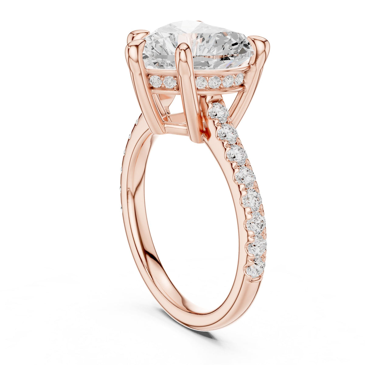 Heart Accented Lab Grown Diamond Engagement Ring