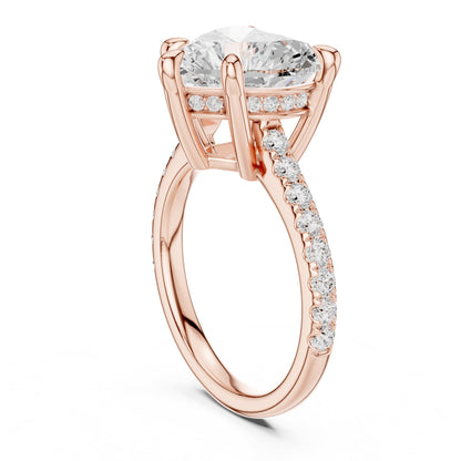 Heart Accented Lab Grown Diamond Engagement Ring