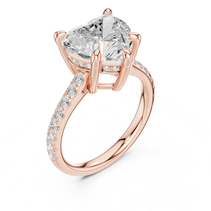 Heart Accented Lab Grown Diamond Engagement Ring