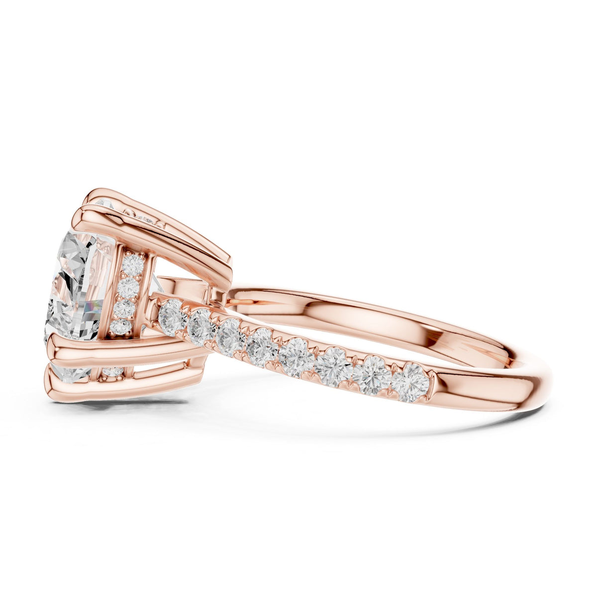 Heart Accented Lab Grown Diamond Engagement Ring