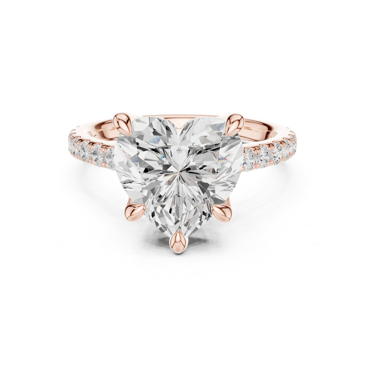 Heart Accented Lab Grown Diamond Engagement Ring