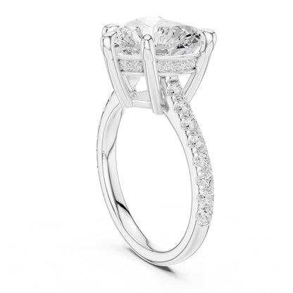 Heart Accented Lab Grown Diamond Engagement Ring