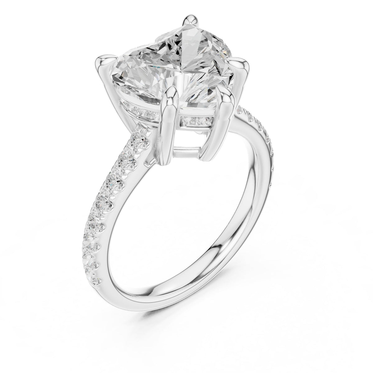 Heart Accented Lab Grown Diamond Engagement Ring