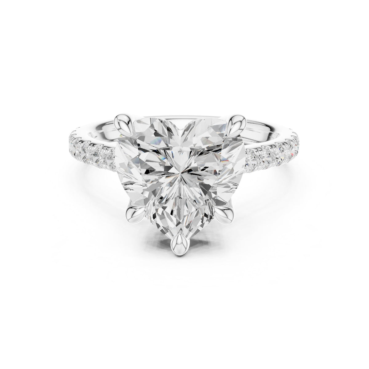 Heart Accented Lab Grown Diamond Engagement Ring