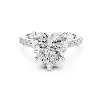 Heart Accented Lab Grown Diamond Engagement Ring