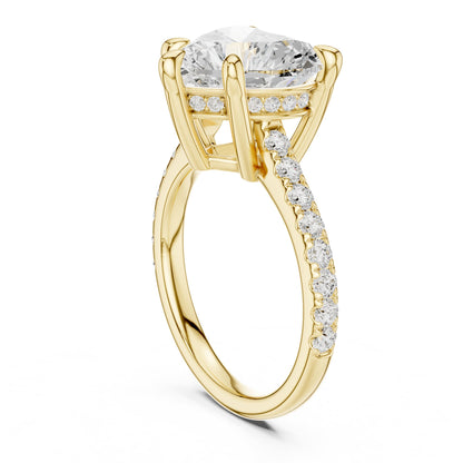 Heart Accented Lab Grown Diamond Engagement Ring