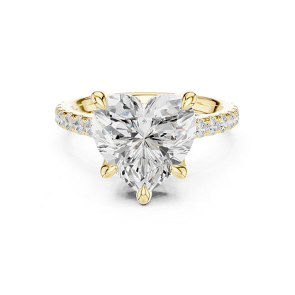 Heart Accented Lab Grown Diamond Engagement Ring