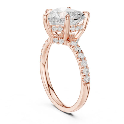 Heart Accented Lab Grown Diamond Engagement Ring