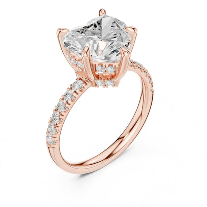 Heart Accented Lab Grown Diamond Engagement Ring
