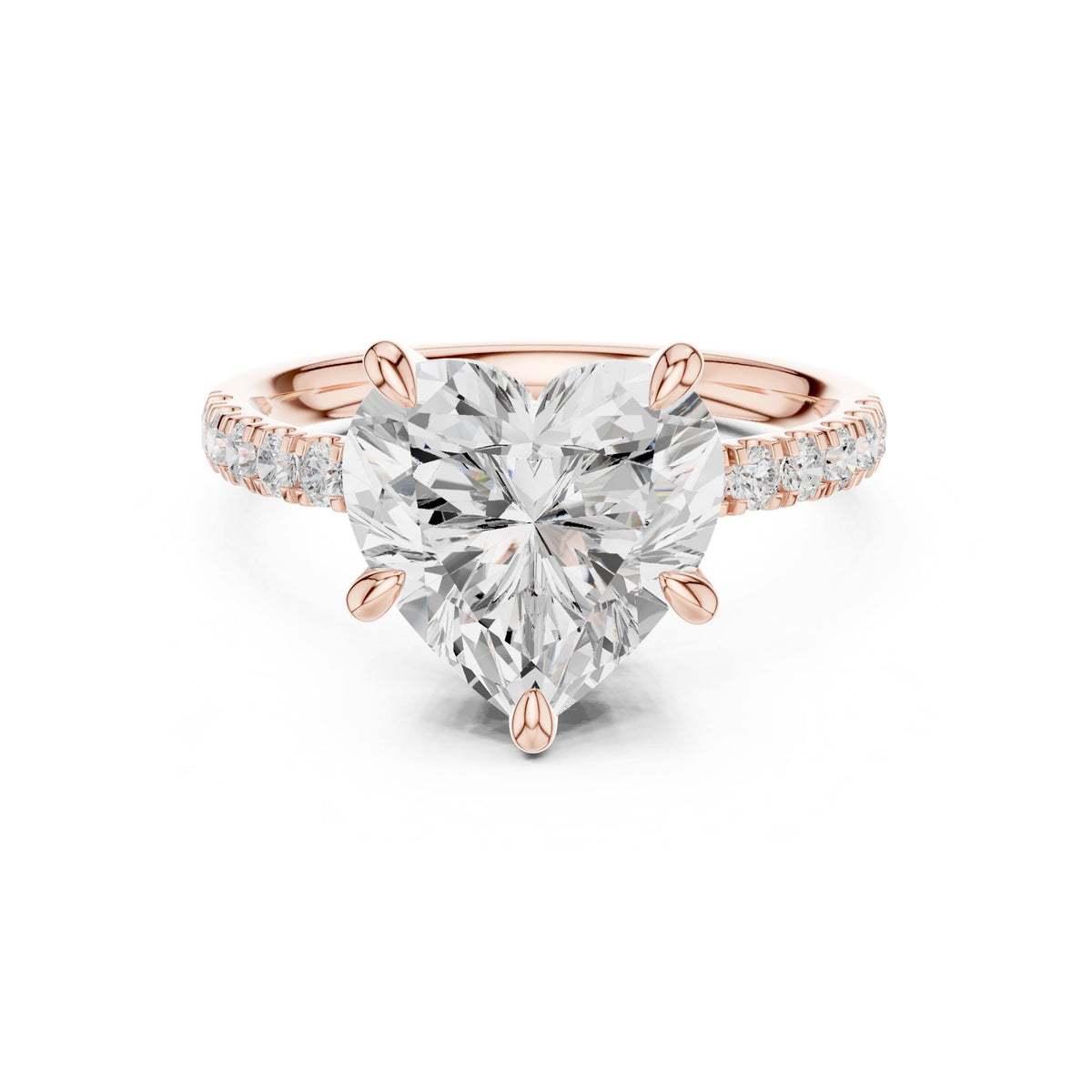 Heart Accented Lab Grown Diamond Engagement Ring