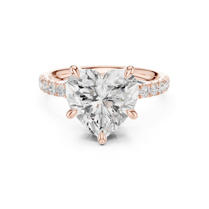 Heart Accented Lab Grown Diamond Engagement Ring