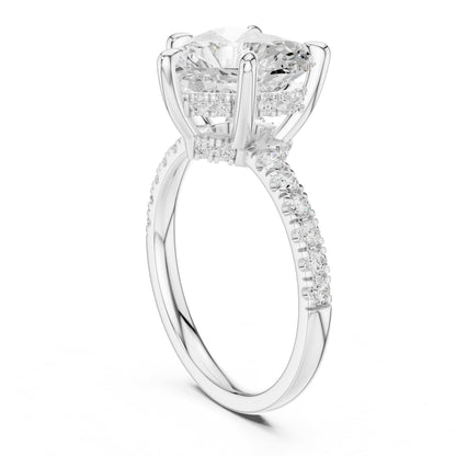 Heart Accented Lab Grown Diamond Engagement Ring