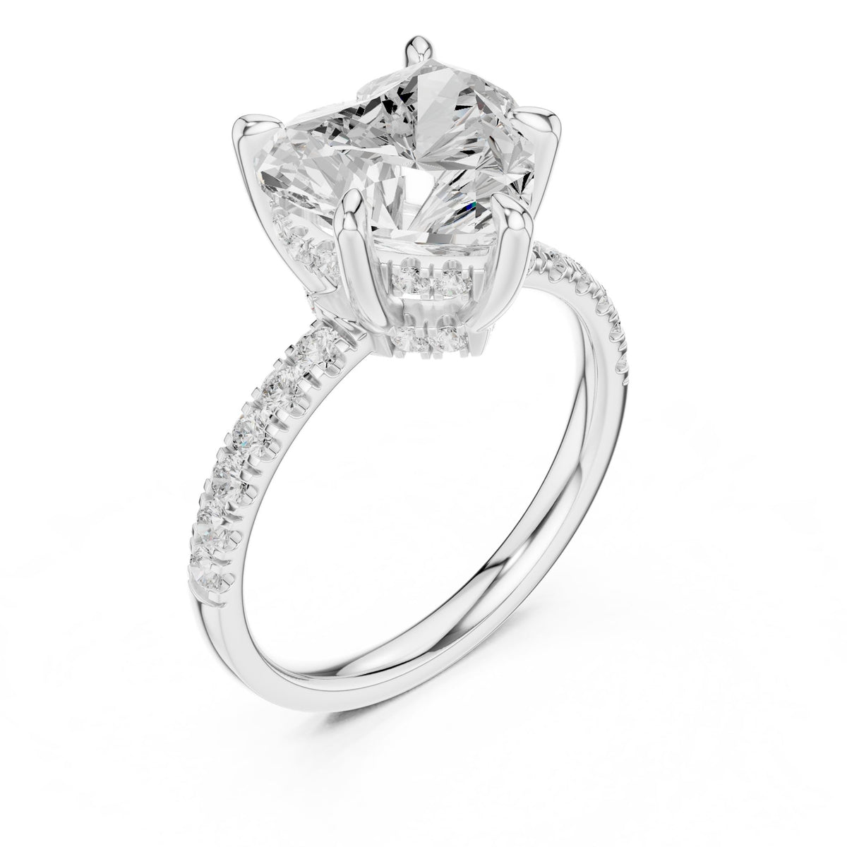 Heart Accented Lab Grown Diamond Engagement Ring