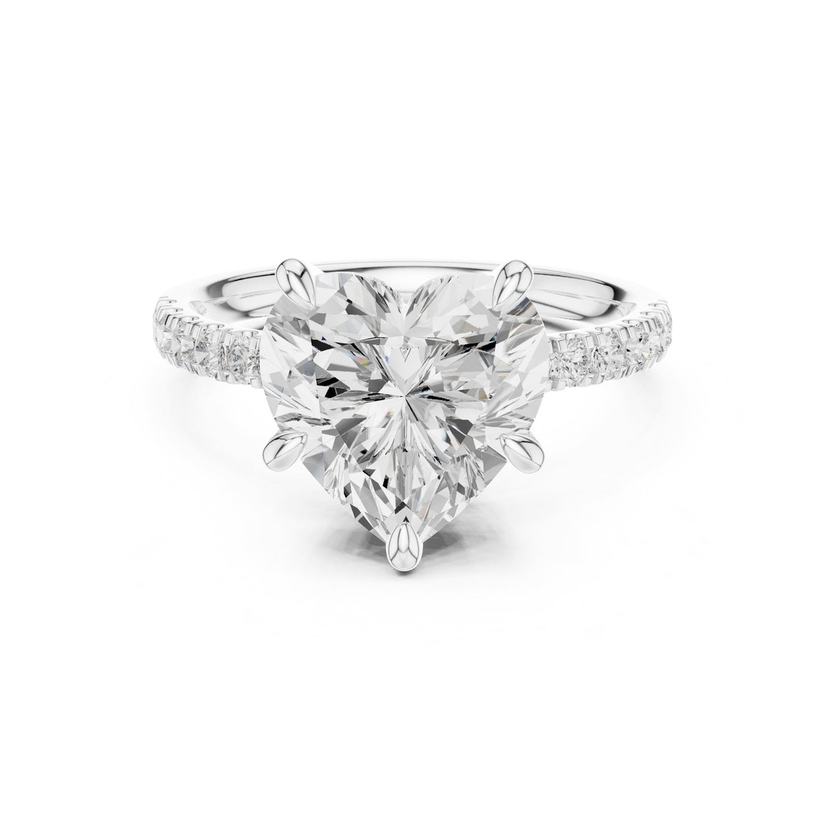 Heart Accented Lab Grown Diamond Engagement Ring