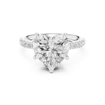 Heart Accented Lab Grown Diamond Engagement Ring