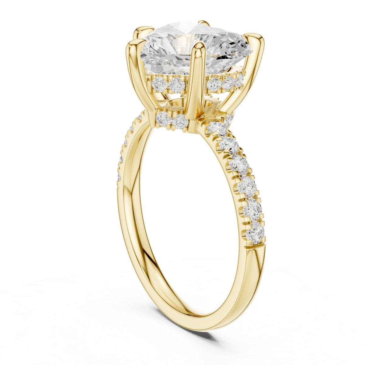Heart Accented Lab Grown Diamond Engagement Ring