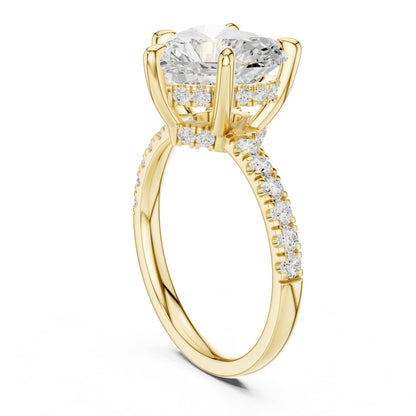 Heart Accented Lab Grown Diamond Engagement Ring