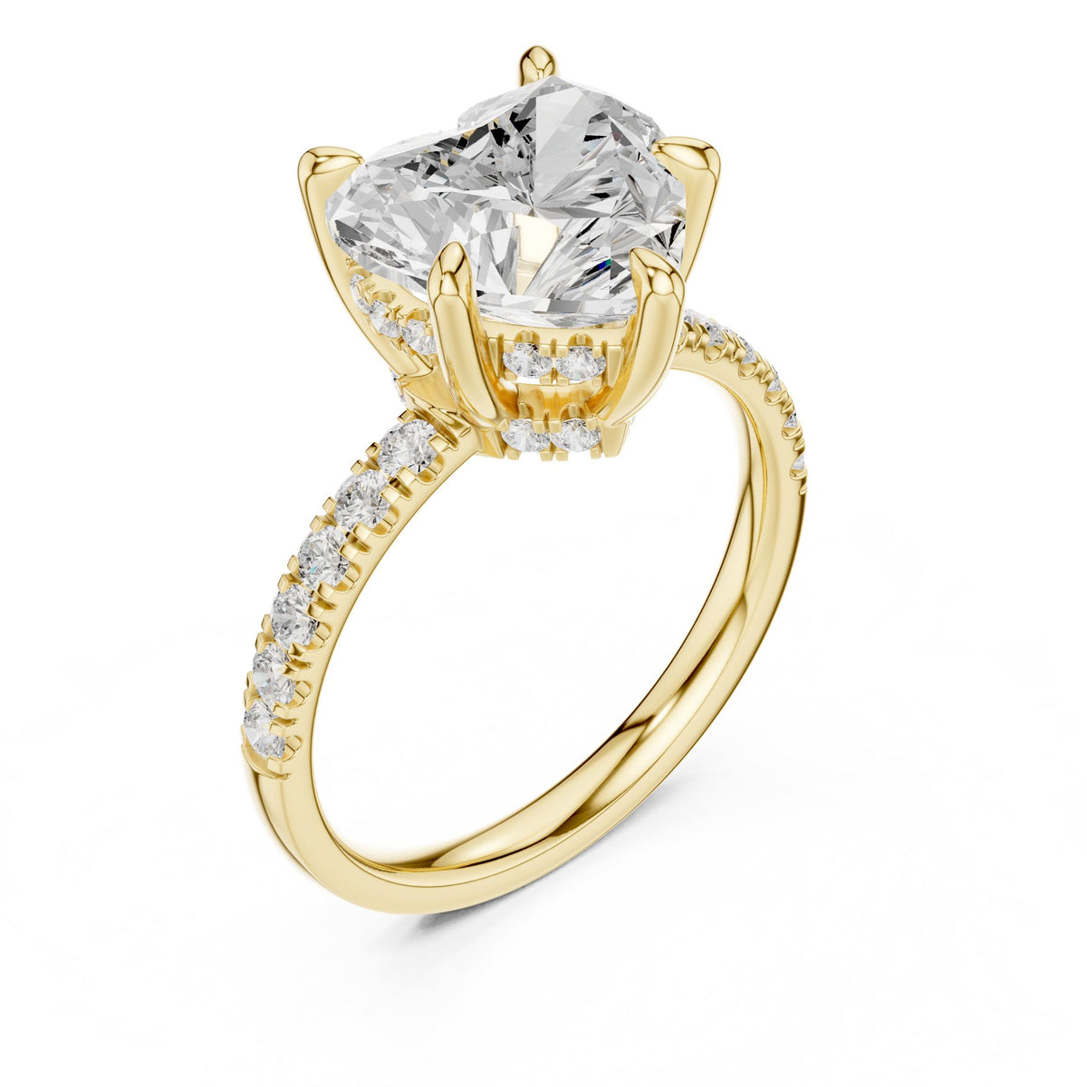 Heart Accented Lab Grown Diamond Engagement Ring