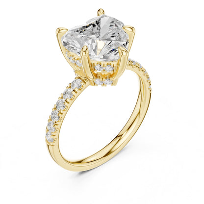 Heart Accented Lab Grown Diamond Engagement Ring