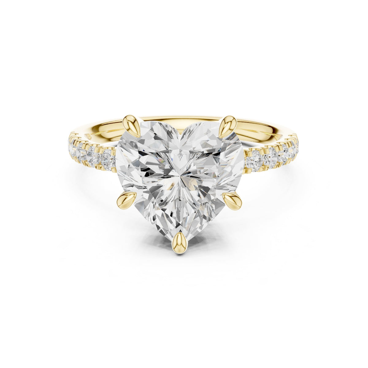 Heart Accented Lab Grown Diamond Engagement Ring