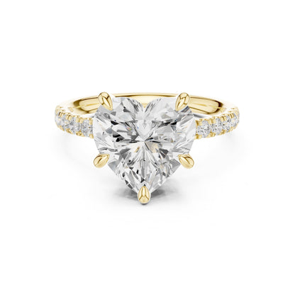 Heart Accented Lab Grown Diamond Engagement Ring