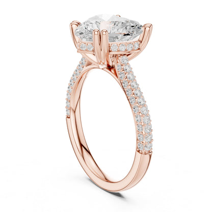 Heart Accented Lab Grown Diamond Engagement Ring