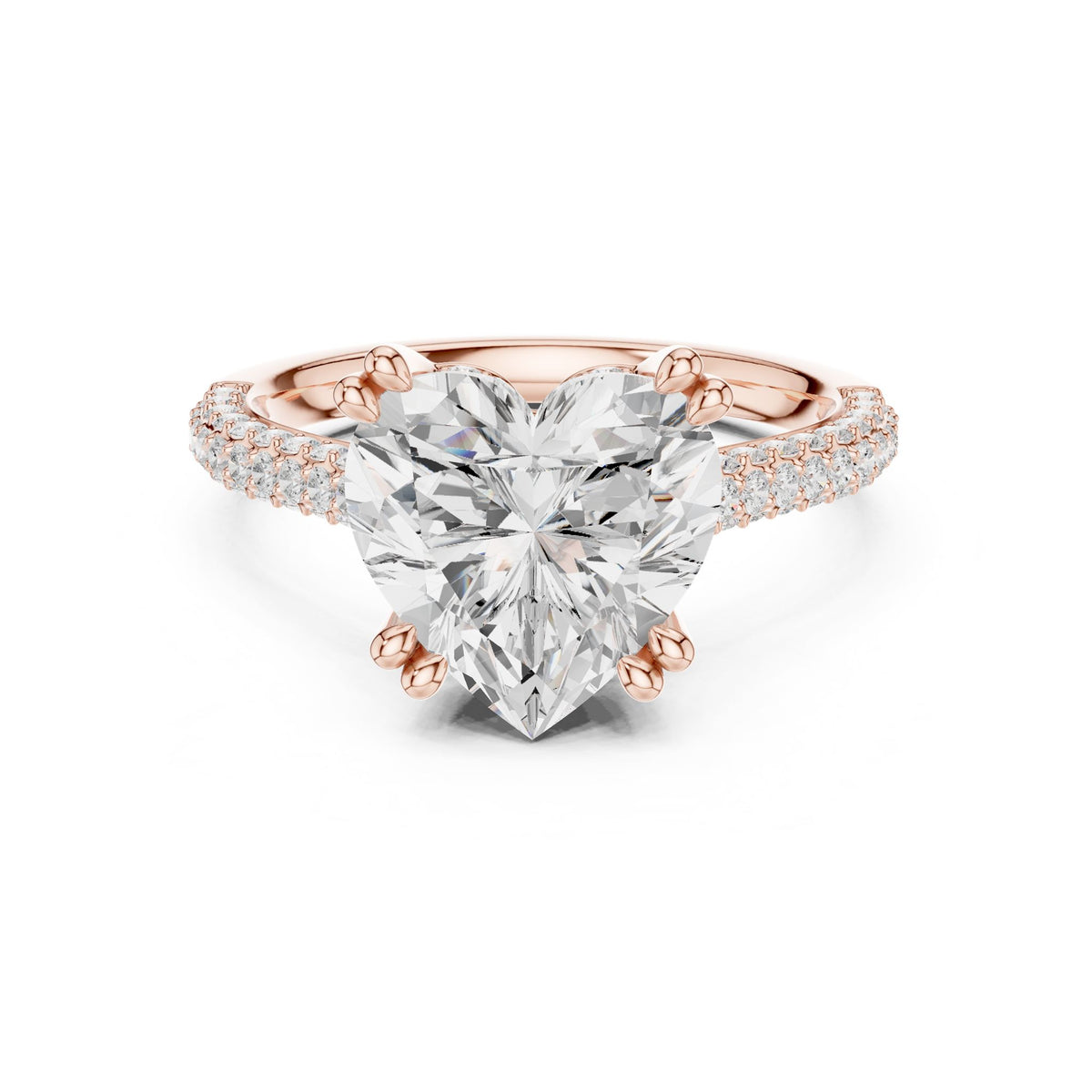 Heart Accented Lab Grown Diamond Engagement Ring