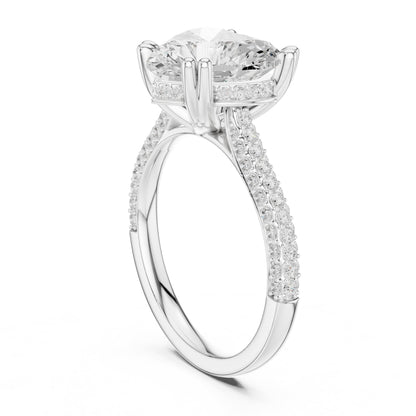 Heart Accented Lab Grown Diamond Engagement Ring