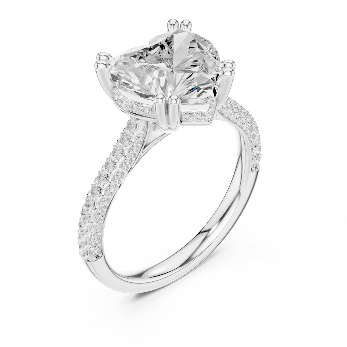 Heart Accented Lab Grown Diamond Engagement Ring