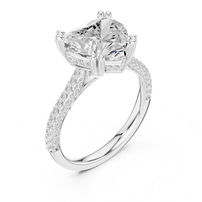Heart Accented Lab Grown Diamond Engagement Ring