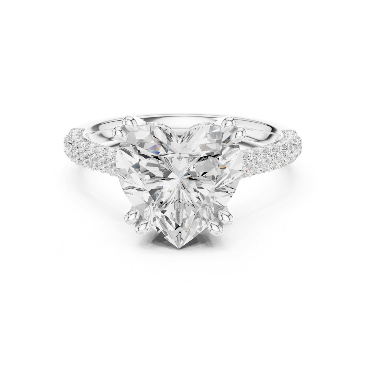 Heart Accented Lab Grown Diamond Engagement Ring