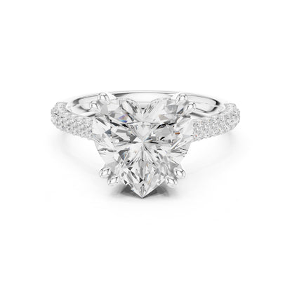 Heart Accented Lab Grown Diamond Engagement Ring