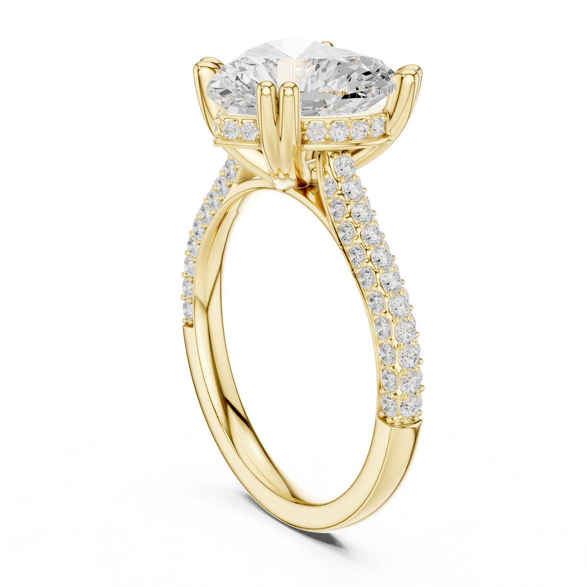 Heart Accented Lab Grown Diamond Engagement Ring