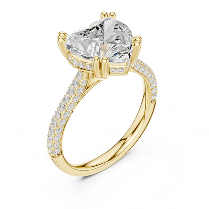 Heart Accented Lab Grown Diamond Engagement Ring