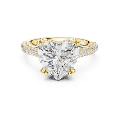 Heart Accented Lab Grown Diamond Engagement Ring
