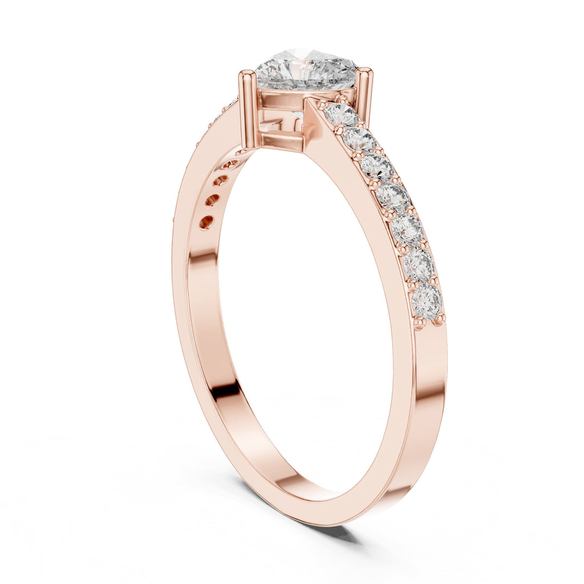 Heart Accented Lab Grown Diamond Engagement Ring