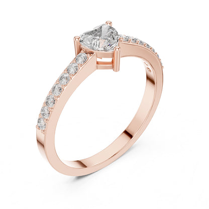 Heart Accented Lab Grown Diamond Engagement Ring