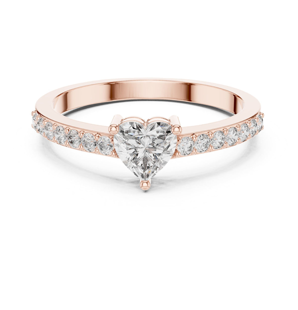 Heart Accented Lab Grown Diamond Engagement Ring