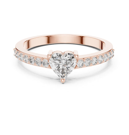 Heart Accented Lab Grown Diamond Engagement Ring