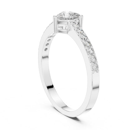Heart Accented Lab Grown Diamond Engagement Ring