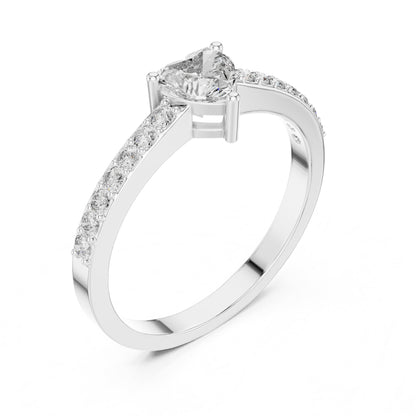 Heart Accented Lab Grown Diamond Engagement Ring
