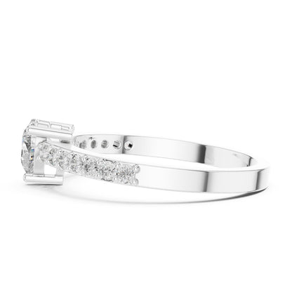 Heart Accented Lab Grown Diamond Engagement Ring