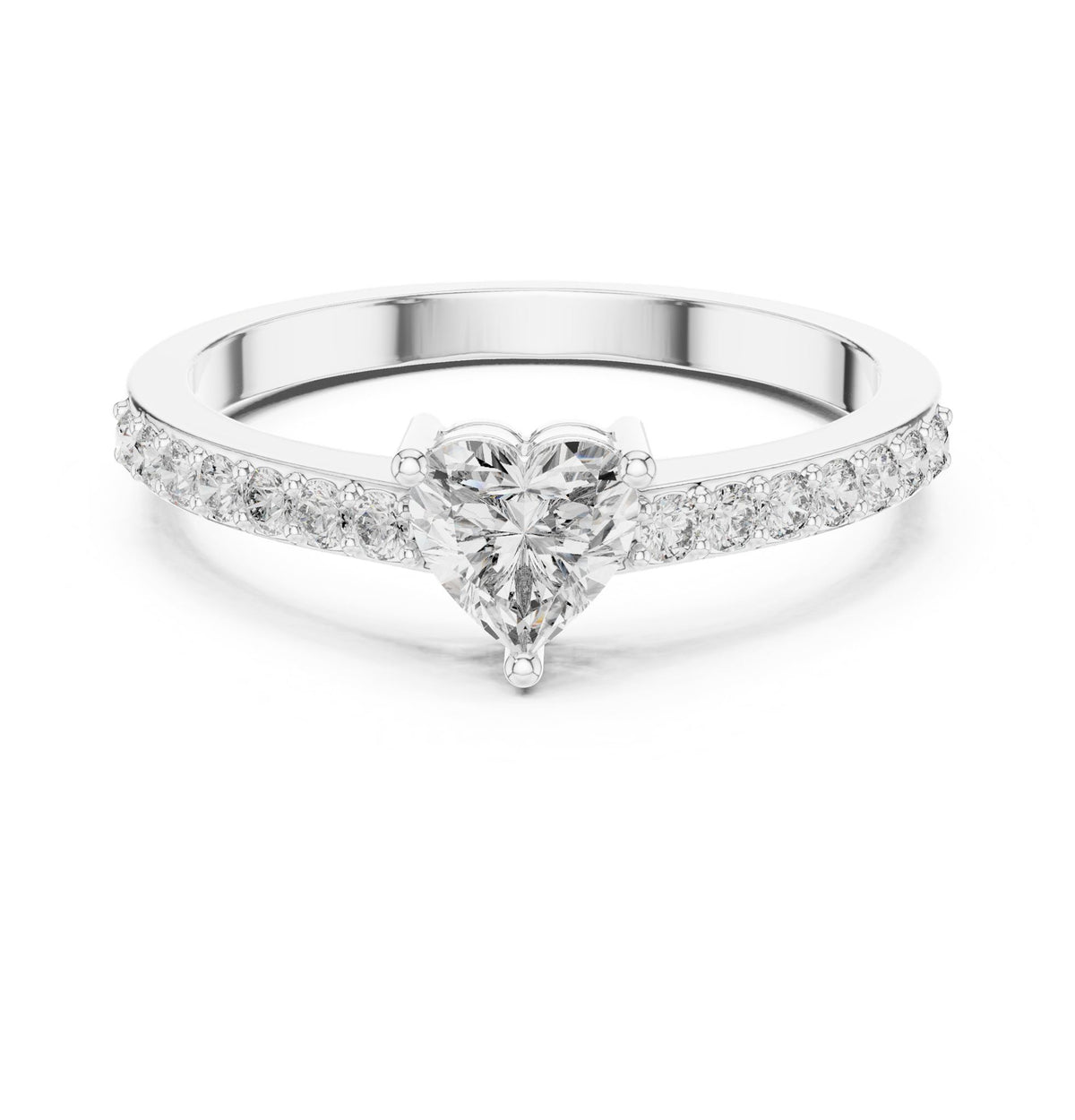 Heart Accented Lab Grown Diamond Engagement Ring