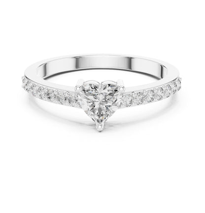 Heart Accented Lab Grown Diamond Engagement Ring