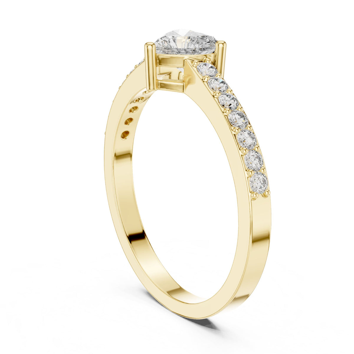 Heart Accented Lab Grown Diamond Engagement Ring