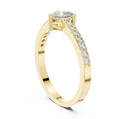 Heart Accented Lab Grown Diamond Engagement Ring