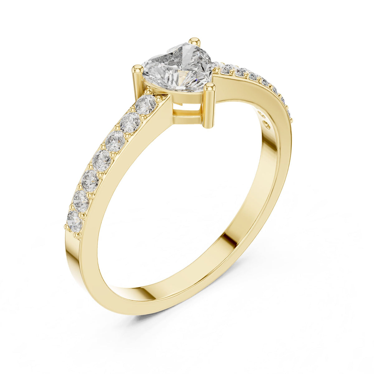 Heart Accented Lab Grown Diamond Engagement Ring