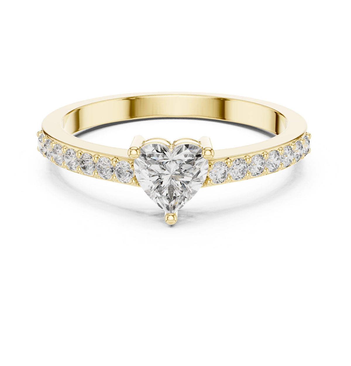 Heart Accented Lab Grown Diamond Engagement Ring