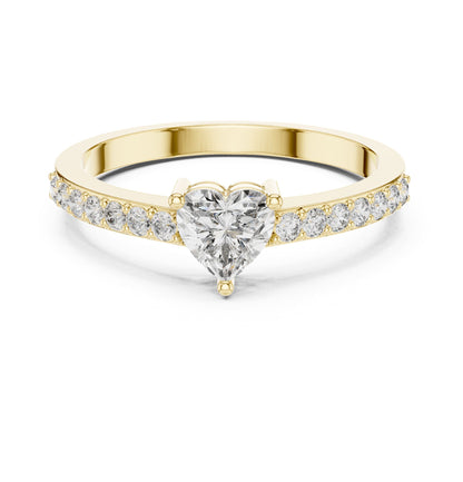 Heart Accented Lab Grown Diamond Engagement Ring